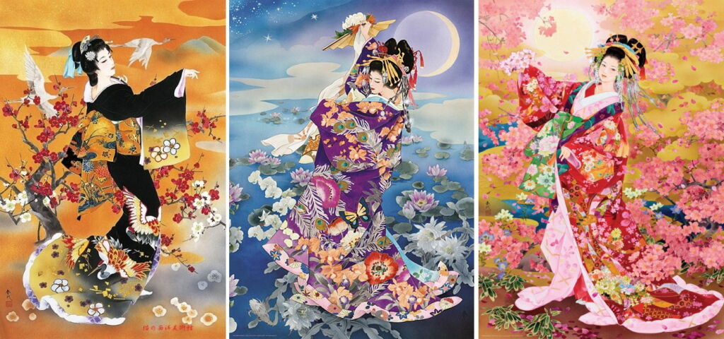Bellissime donne giapponesi in kimono