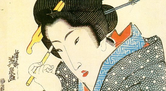 Ritratto di bella donna giapponese, di Keisai Eisen